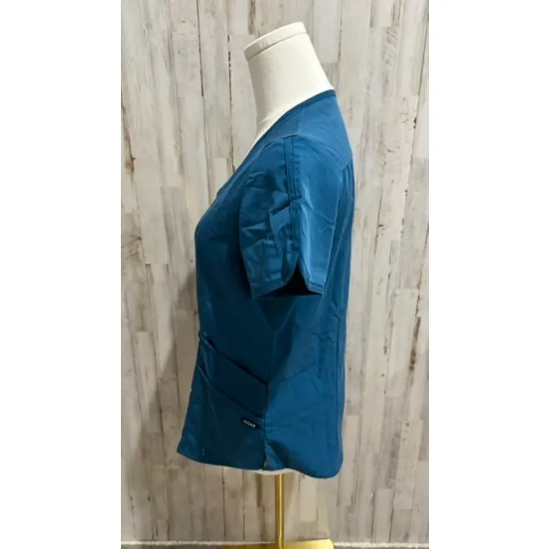 Adar Pro Scrub Top Womens XS Teal Caribbean Blue V - Image 5