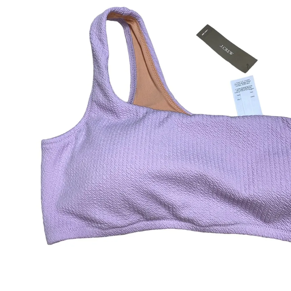 New J. Crew Lilac Purple Textured One Shoulder Bikini Swim Bathing Suit Top 3X - Image 3