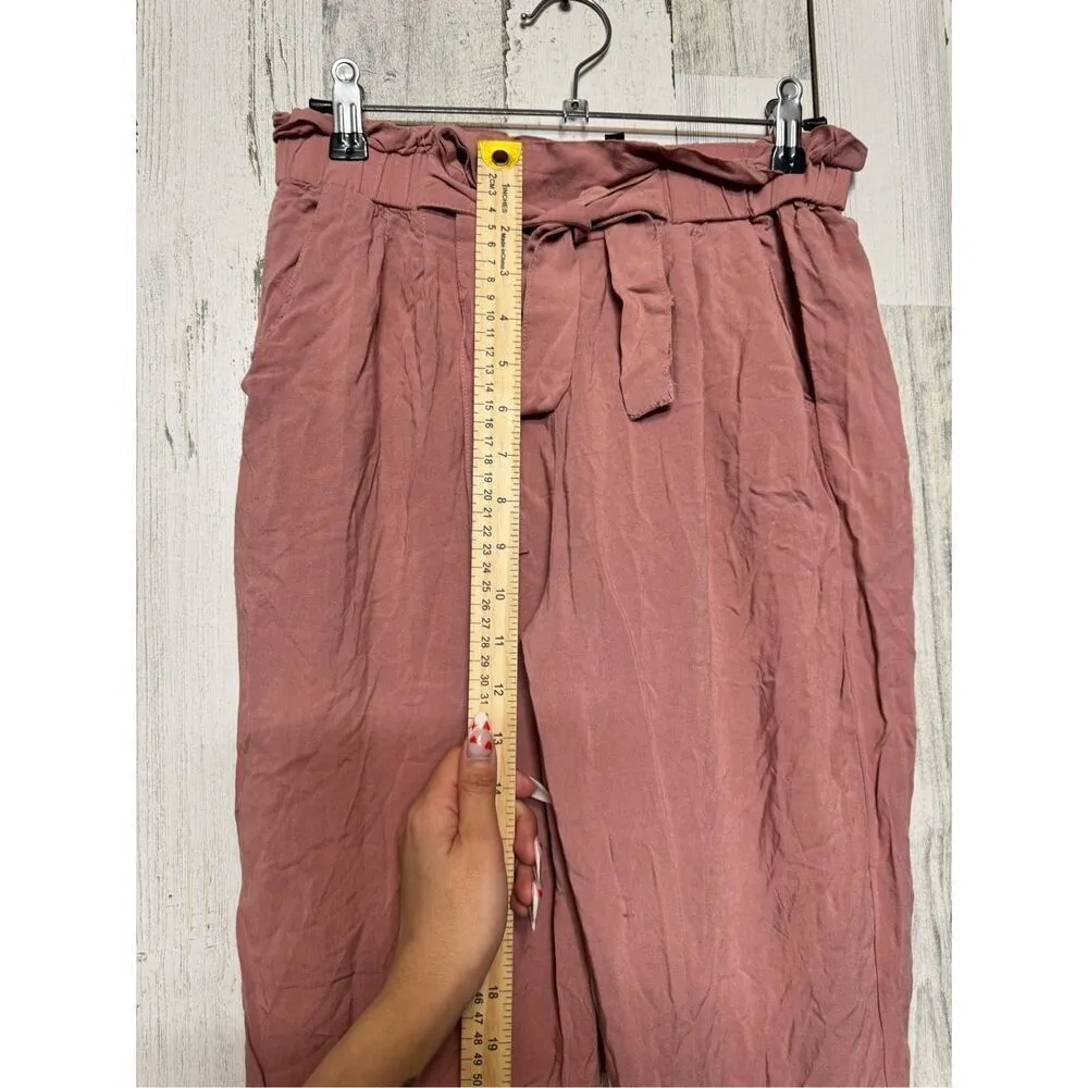 Ambiance Womens comfortable relaxed paper bag pants Size small Pink - Image 8