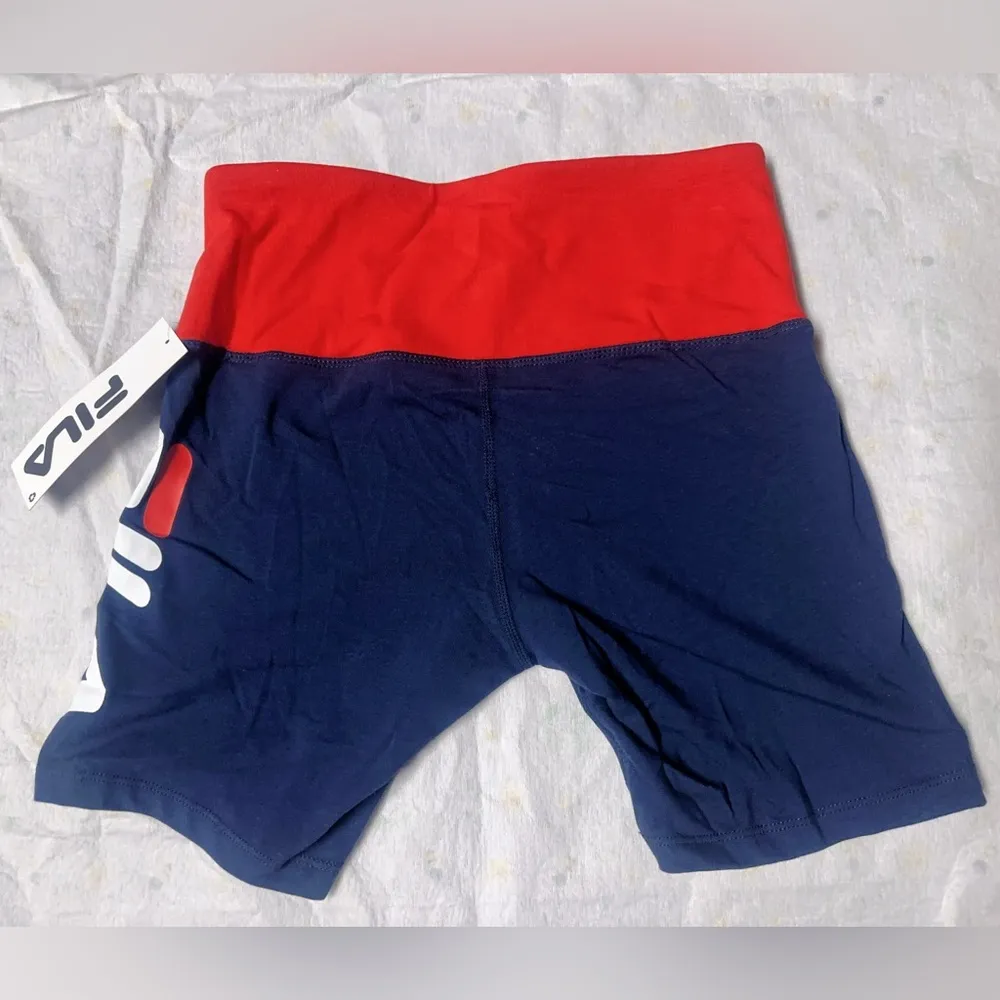 $35 Fila active SUPER BIKE Blue SHORT red Waist logo side new with tag Sz S NWT - Image 2