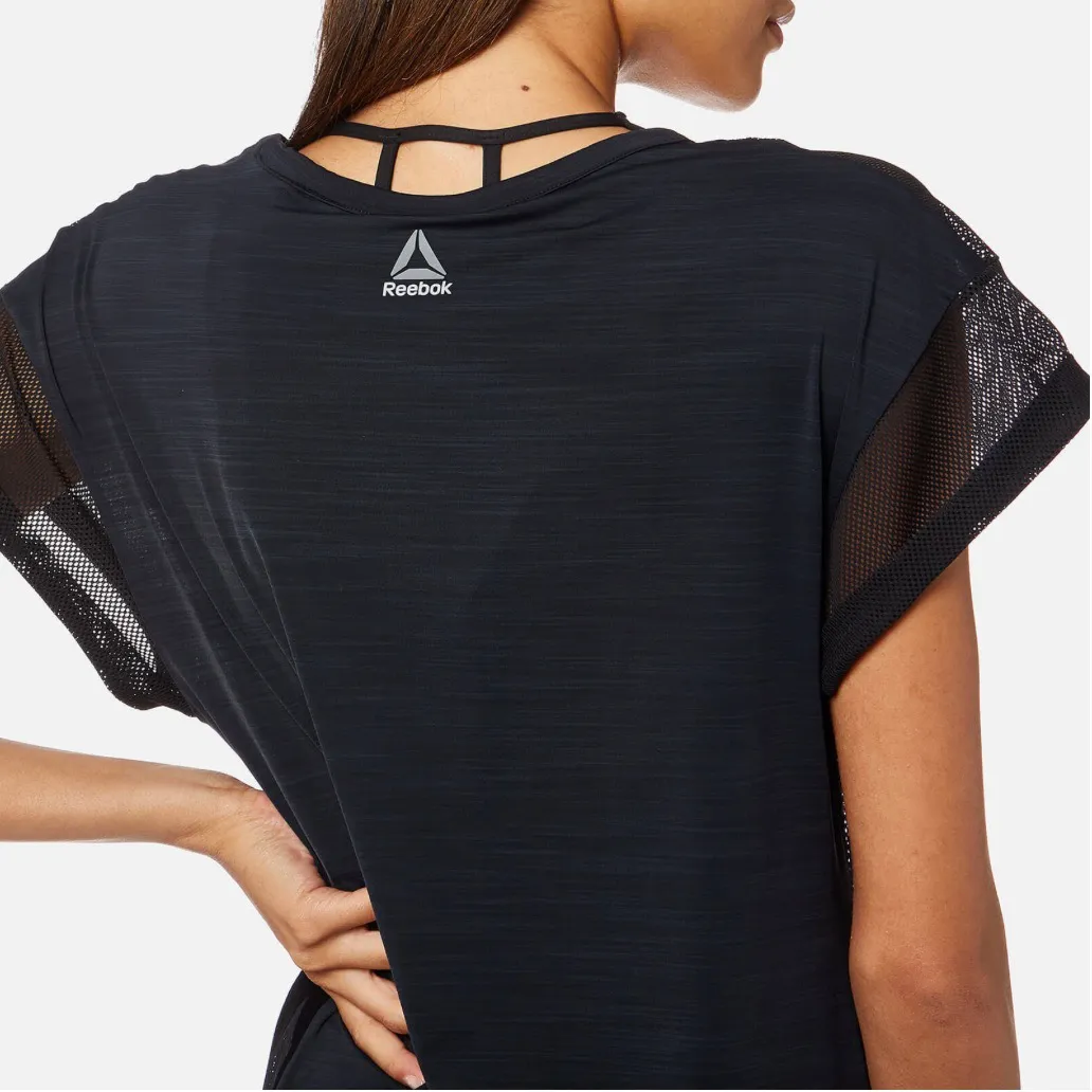 New  Active Velvet Print Mesh Front Short Sleeve T-Shirt Black Size Small - Image 6