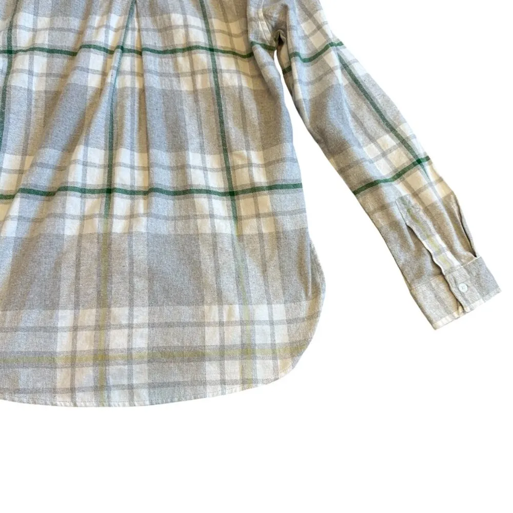 Panache Apparel Grey Plaid Button-Down Shirt Top Oversized Size Small Women's - Image 11