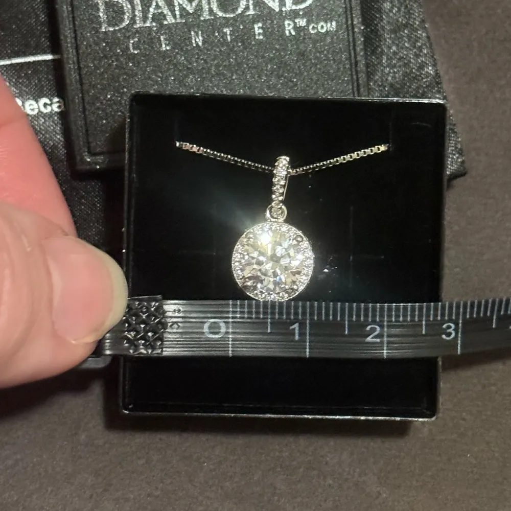 CZ cushion set necklace. Sterling silver. 22inch chain. Never worn Silver - Image 2