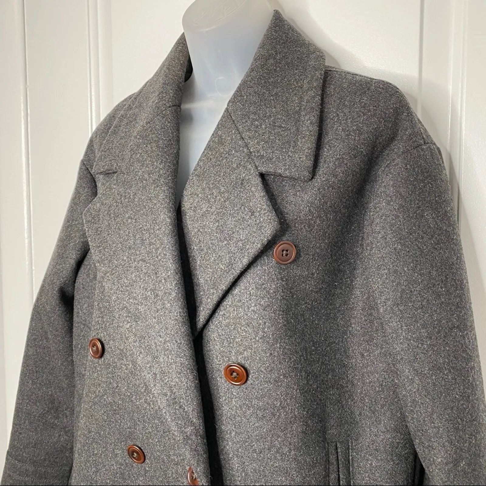 J. Crew Melton Wool Peacoat Gray Short Winter Jacket Double Breasted Coat - Image 2