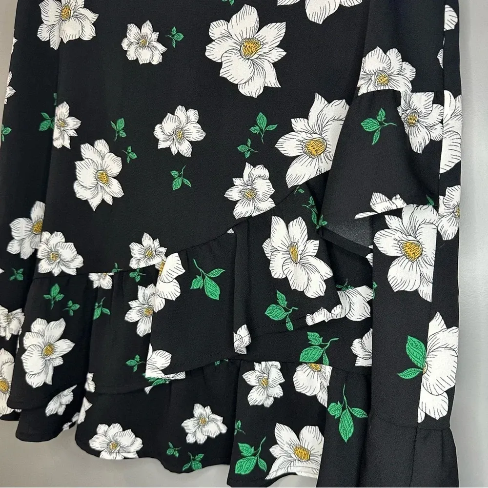 Bar III Skirt Women's Ruffled Floral Print Mini Skirt Black Size 8 - Image 5