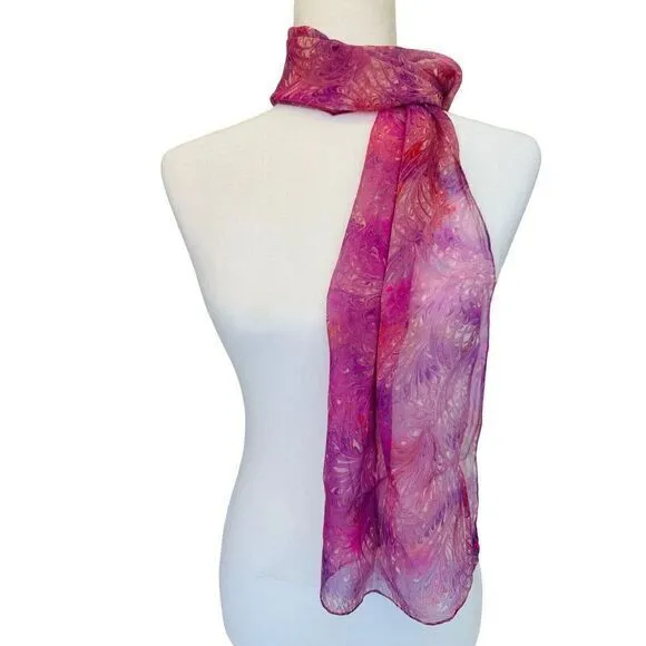 VTG 60's 70's Burner All Silk Multi Color‎ Psychedelic Pattern Purple Red 42x12 - Image 2