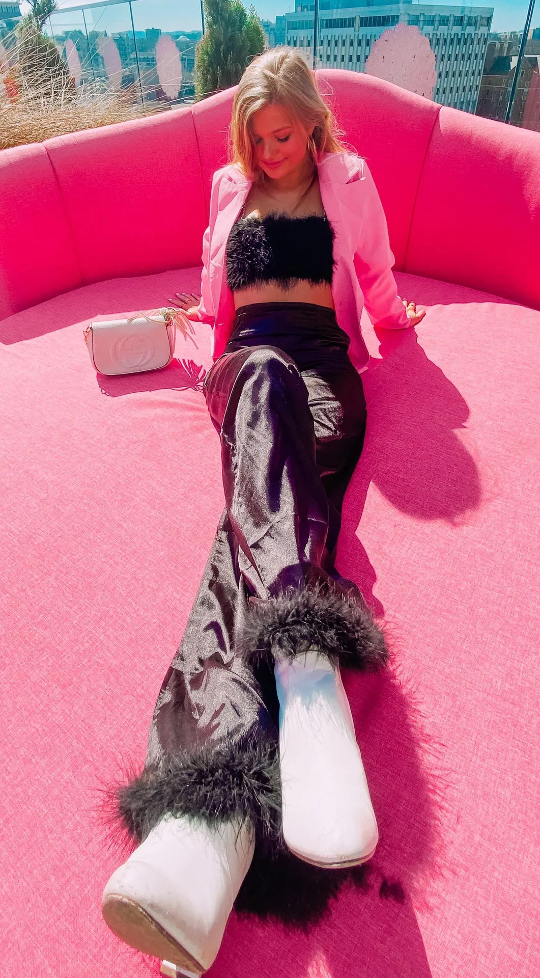 Boohoo Black Silk Feather Pants - Image 3