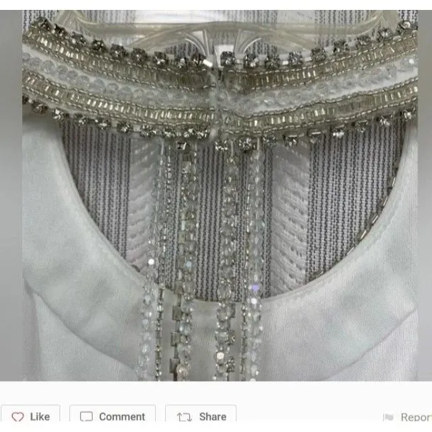 New Mac Duggal 25572 Beaded Halter Jersey Evening Gown white Dress 6 - Image 10