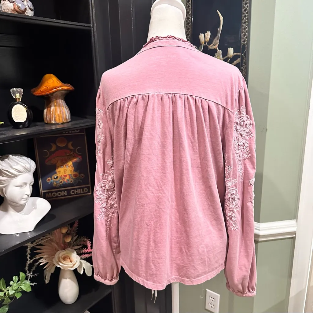 Soft Surroundings Embroidered Long Sleeve Ruffle Blouse – Size Medium - Image 10
