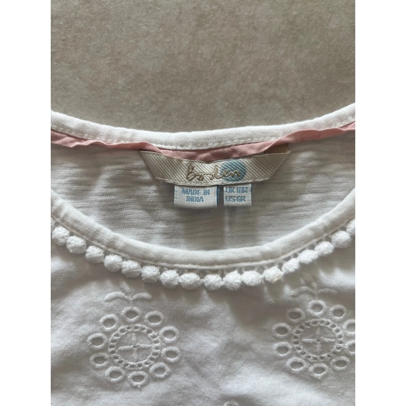 Boden Dress Womens Size 6 Heidi White‎ Eyelet Embroidery Cotton Coastal Beachy White - Image 5