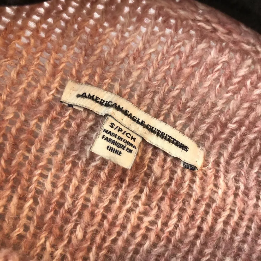 American Eagle Chunky Knit Mock Neck Oversized Sweater Pink Size S - Image 3