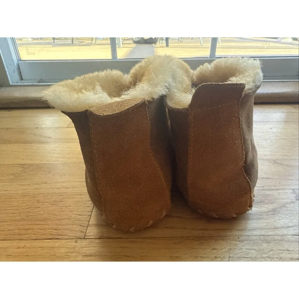 Vtg LL Bean WICKED GOOD Mocs Brown Suede Leather SHEARLING LODGE Chukka Slippers - Image 5