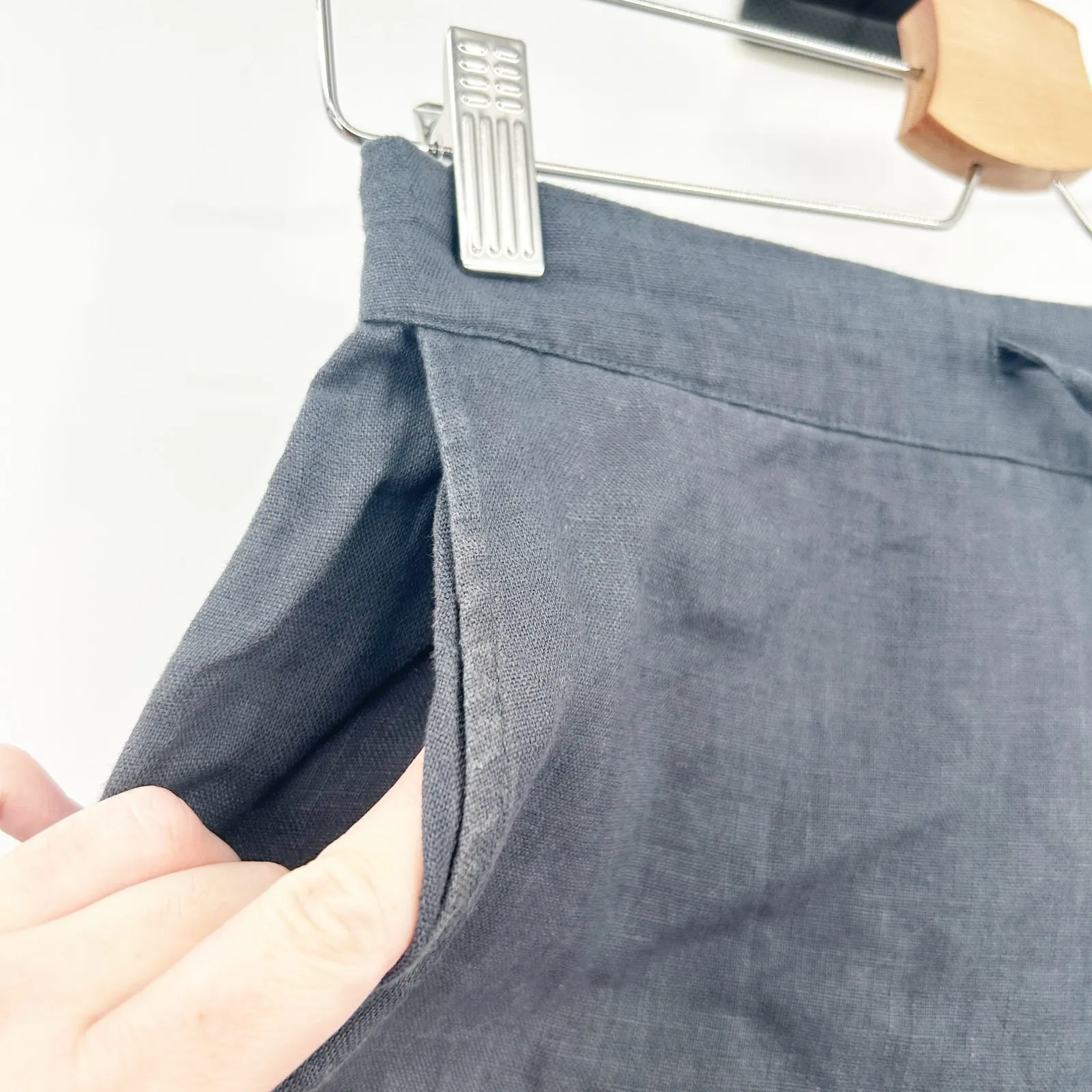 Womens Beachy Summer Lounge Pocket Pull On 100% Linen Pants‎ Size S Gray - Image 4