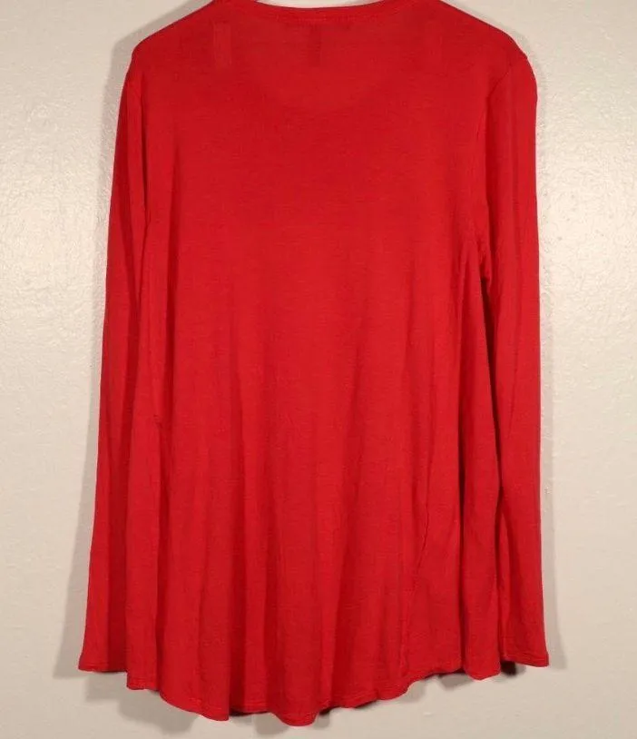 NWOT BCBG Astril Scarf Hem Top In Poppy Size Large - Image 3