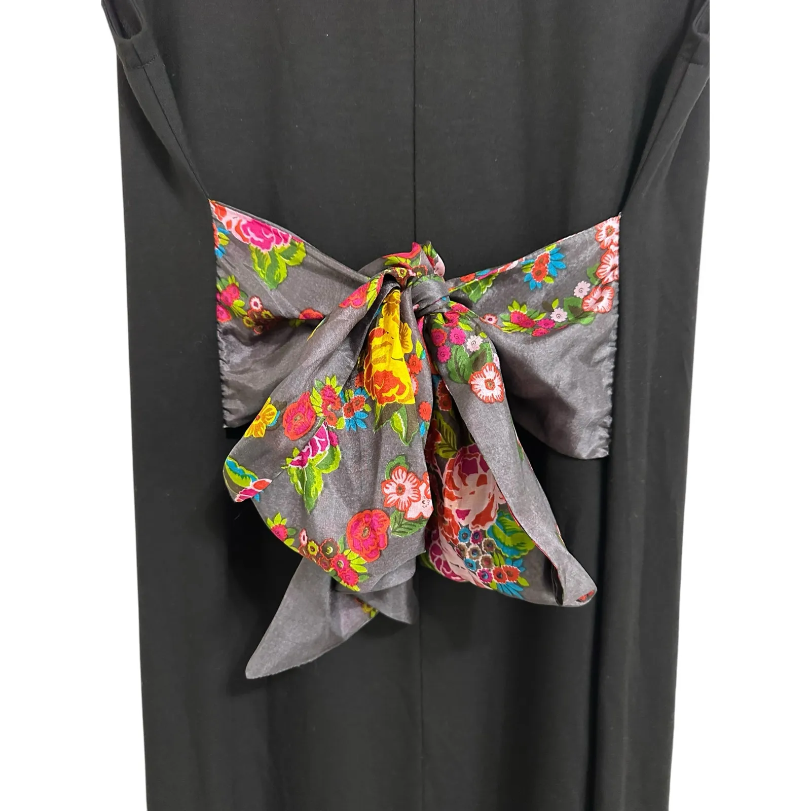 Johnny Was Calme‎ women's black scarf tie midi dress size Small - Image 4