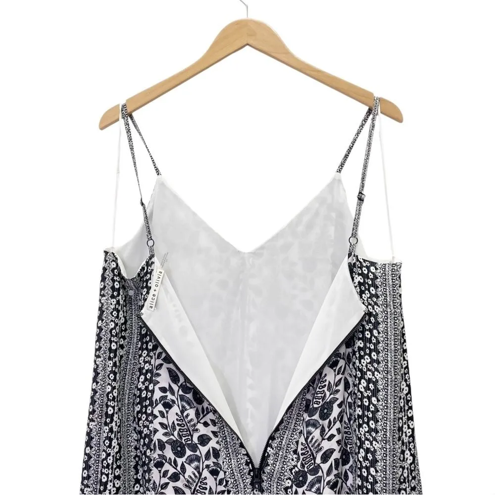 Alice + Olivia Rowley Midi Dress Black & White Boho Print Loose Fit Size Small - Image 13