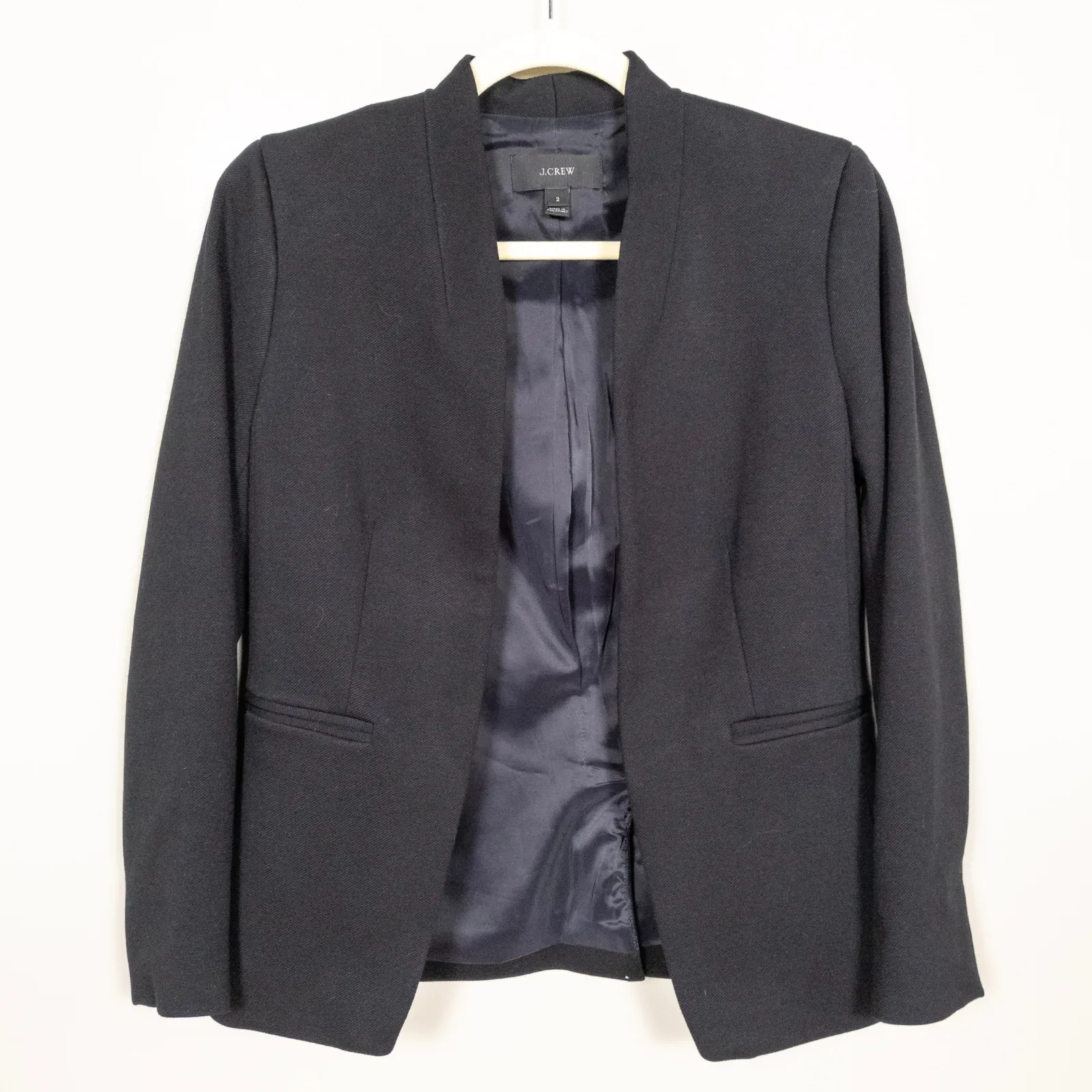 J CREW Black Going Out Blazer in Stretch Twill Open Front Career Women's 2 - Image 2