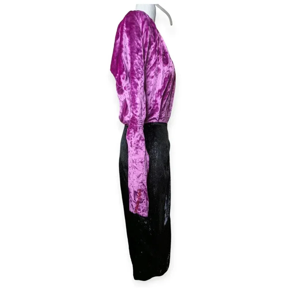 The Attico Velvet Wrap Dress Black Pink Size X - Image 6