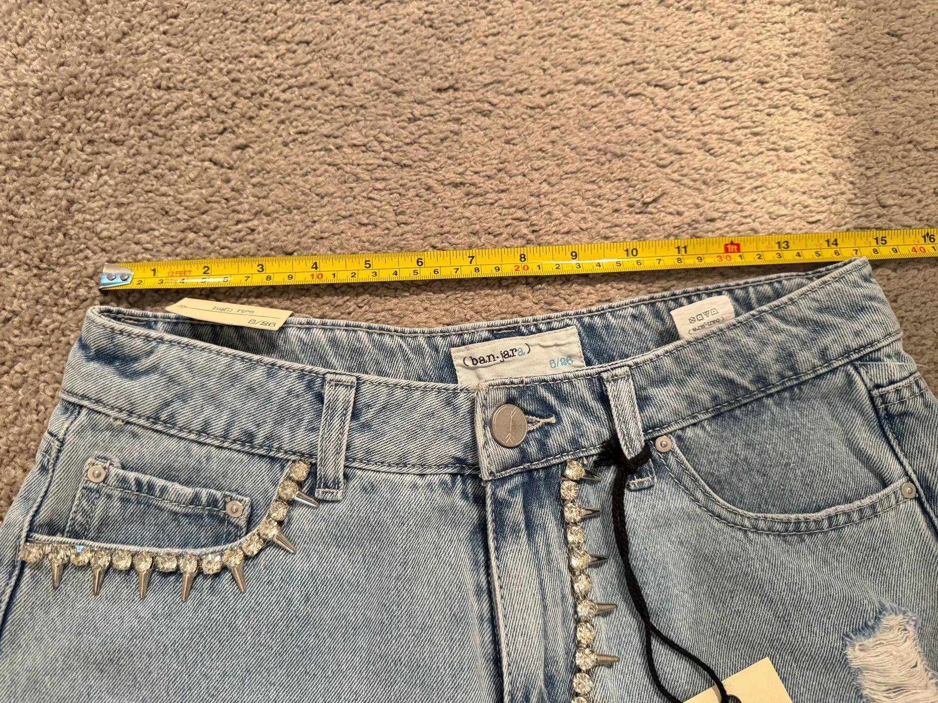 Banjara Rhinestone High Rise Jean Shorts Size 5/26 - Image 8