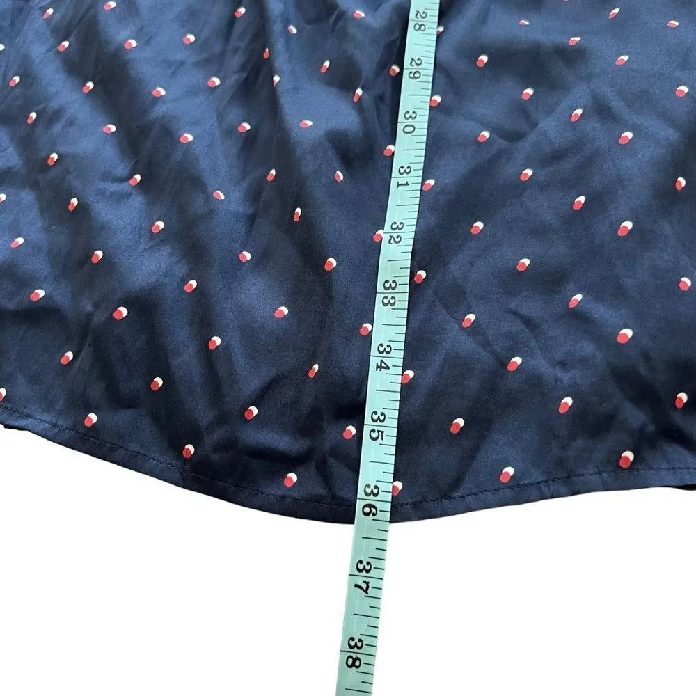 HATCH Satin Long Sleeve Polka Dot Navy Blue Maternity Shirt Dress Sz Small - Image 8