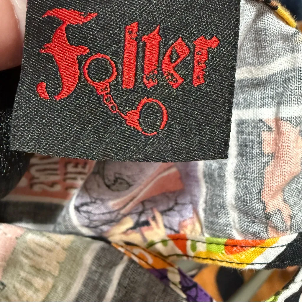 100% cotton Horrorcore Movie Poster Dress Goth Halloween Spooky Fit Flare Black Size M - Image 7