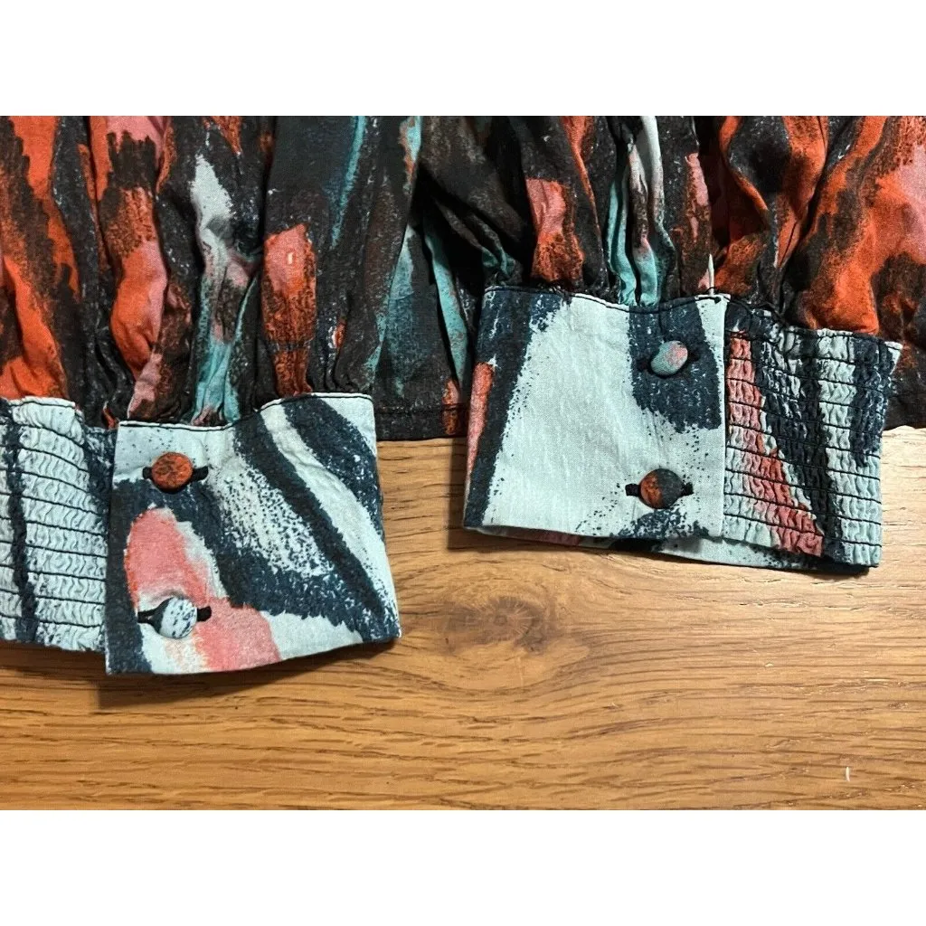 Chico's Long‎ Sleeve Geometric Shirt Top Size 2 Colorful Career Modern Office - Image 10