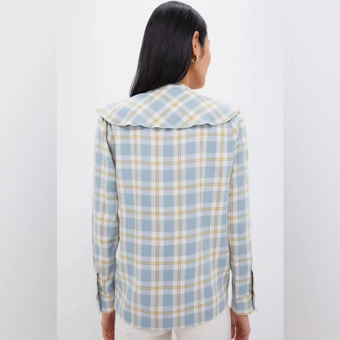 Tuckernuck NWT Blue V Neck Ruffle Eileen Button down women’s size XXL - Image 15