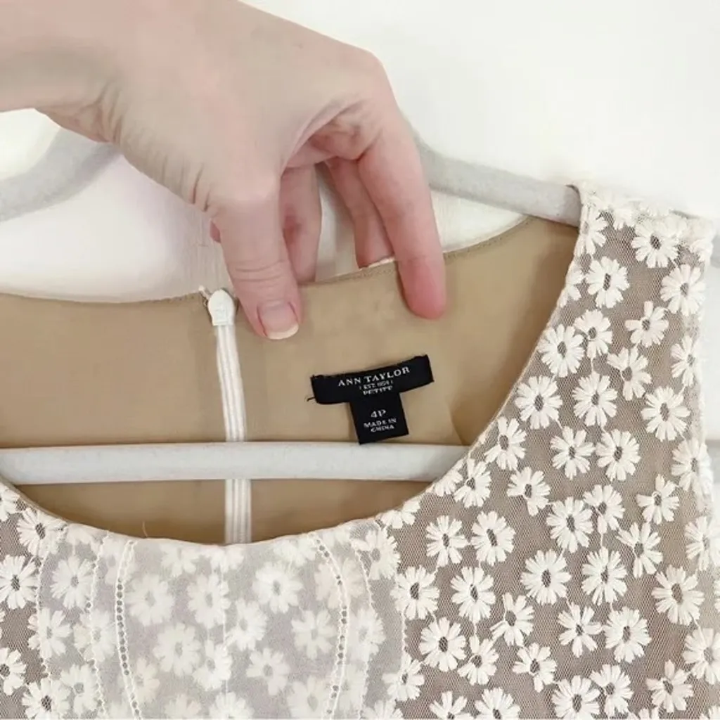 Floral Embroidered Lace Peplum Top White/Ivory Size 4P Retail $98 - Image 8