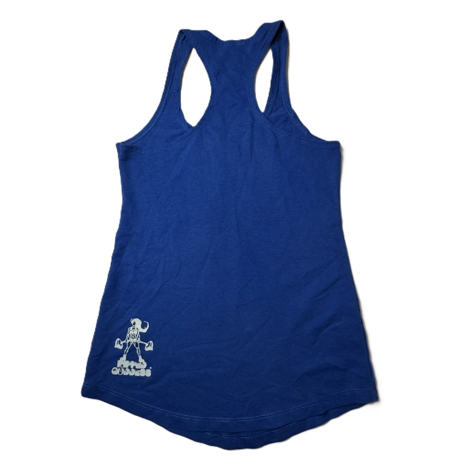 Sugar Skull Deadlifts Blue Tank Women Small Roses Racerback Crossfit Gym Workout - Image 2