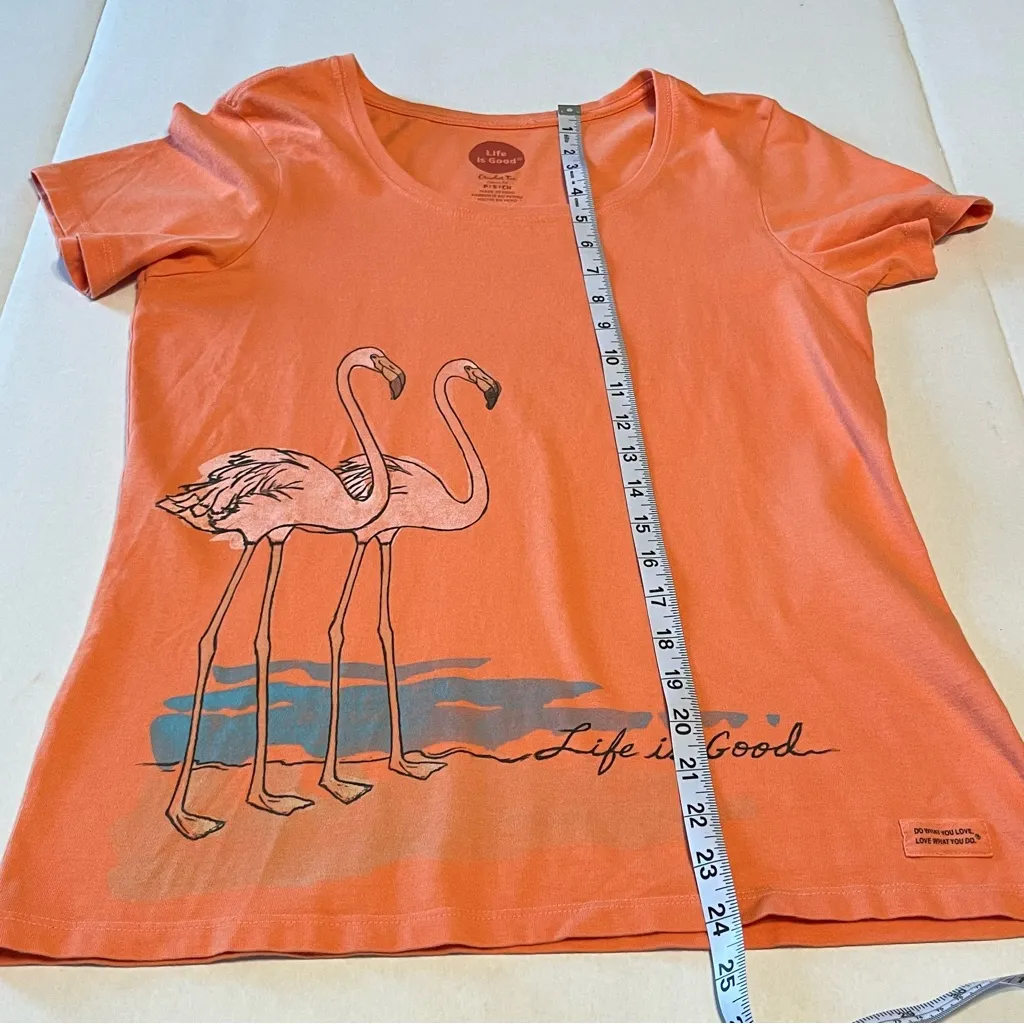Life is Good Womens Size Small Peach Orange Crusher Tee Shirt Flamingo‎ Coastal - Image 9