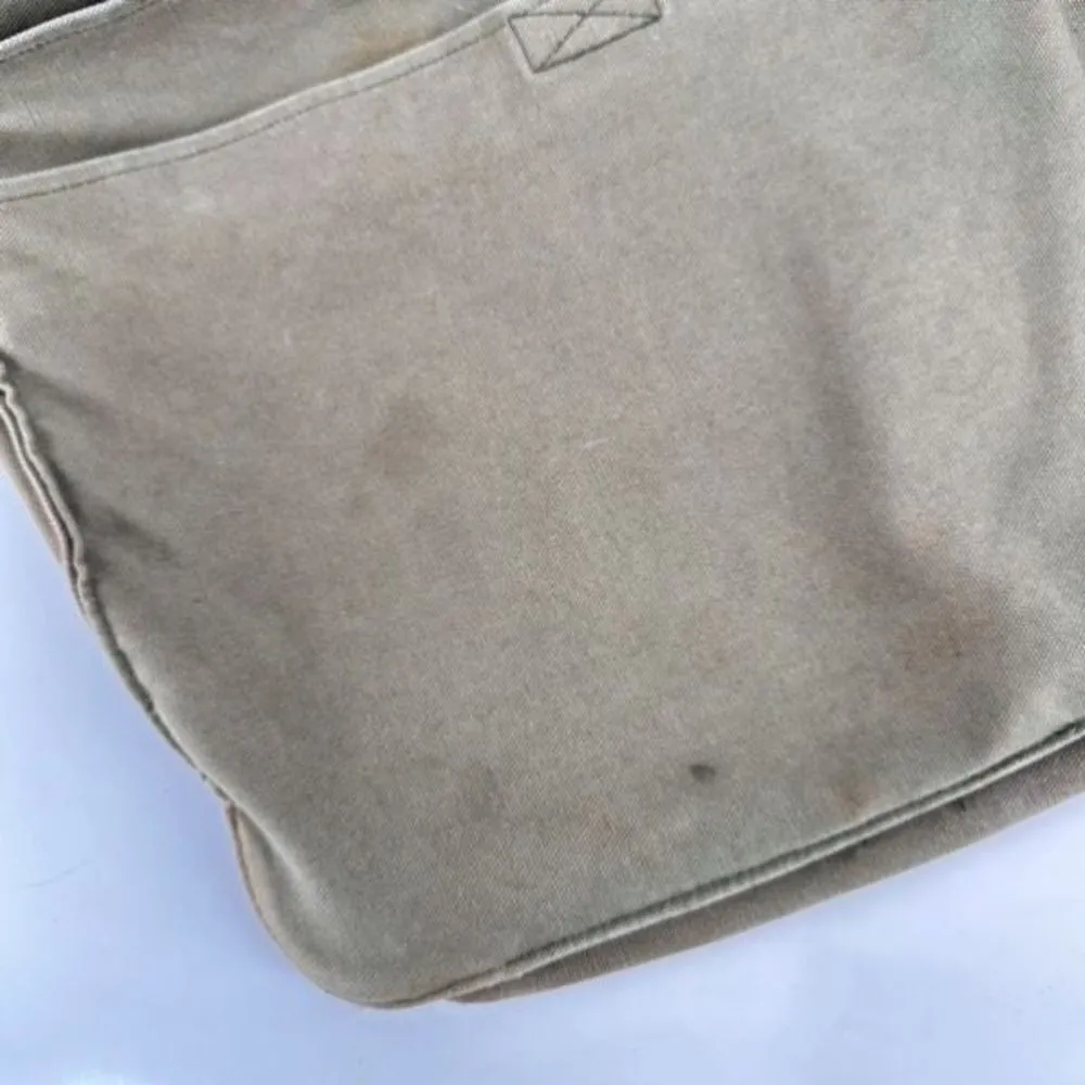 Vintage Y2K‎ Gap Canvas Handpainted Fire Print Crossbody Messenger Bag Green - Image 6