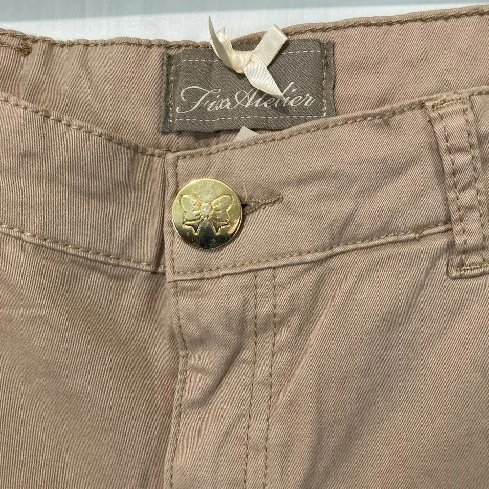 NEW Atelier Fixdesign women's 32 stretchy tan khaki work casual pants 32x34 NWOT - Image 4