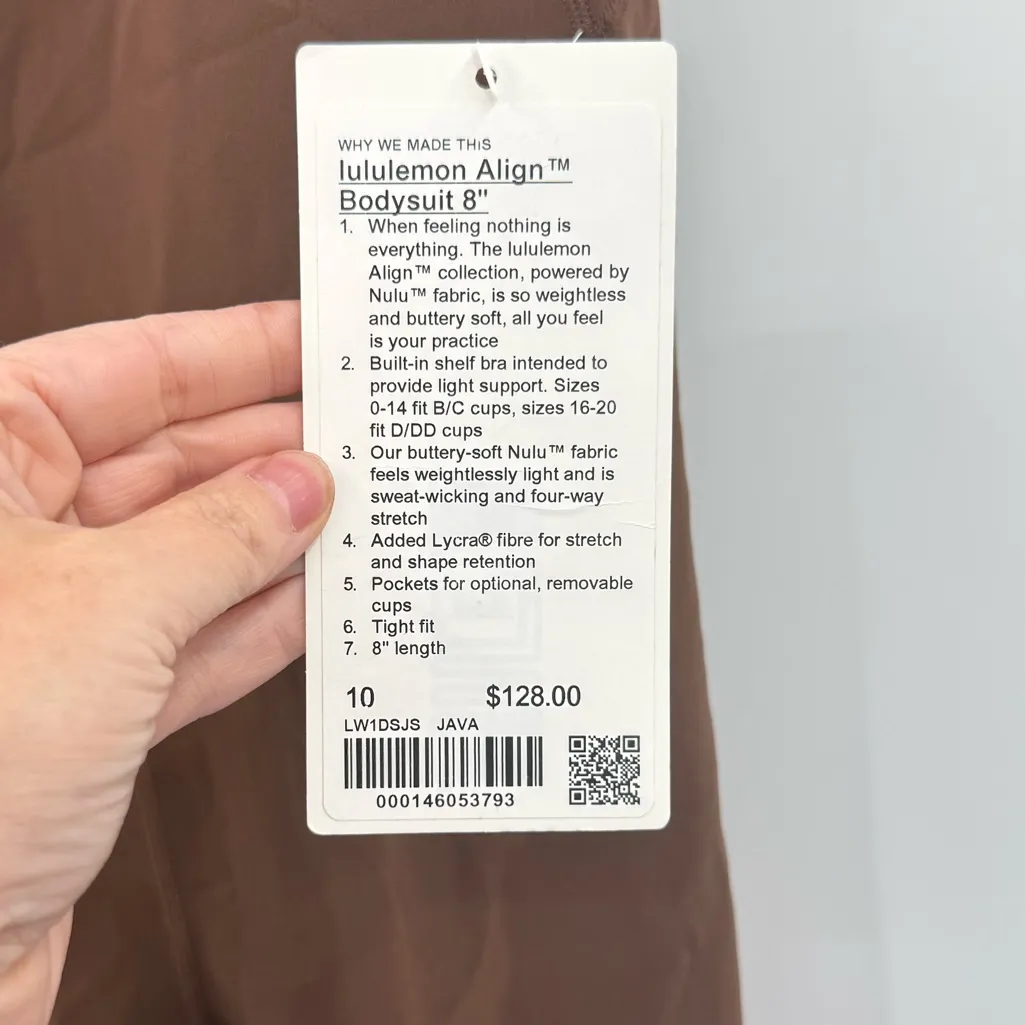 Lululemon Women's Align Bodysuit 8" Java Brown Size 10 - Image 3