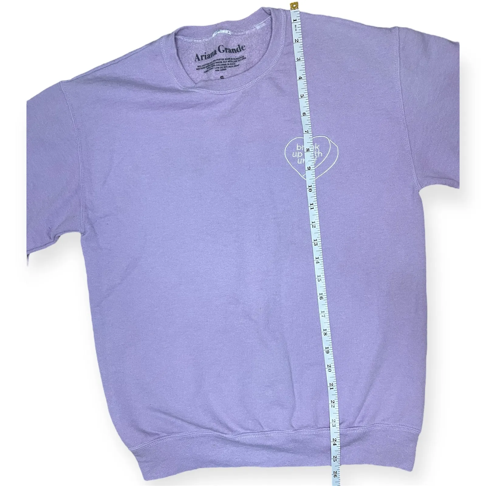 Ariana Grande Purple Crewneck Break Up With Your GF Heart Embroidered Size Small - Image 8