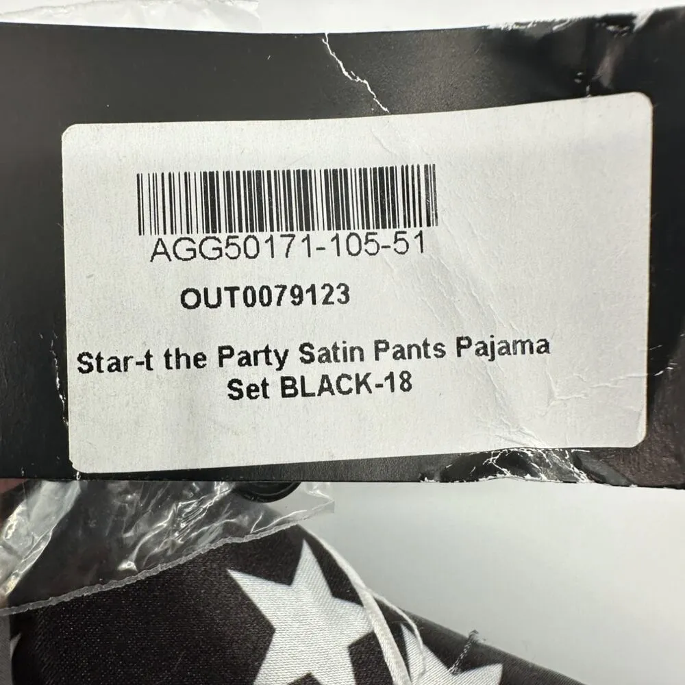 Nasty Gal | NWT | US 14 | Star-t the Party Black Satin Pyjama Pajama PJ Set - Image 7