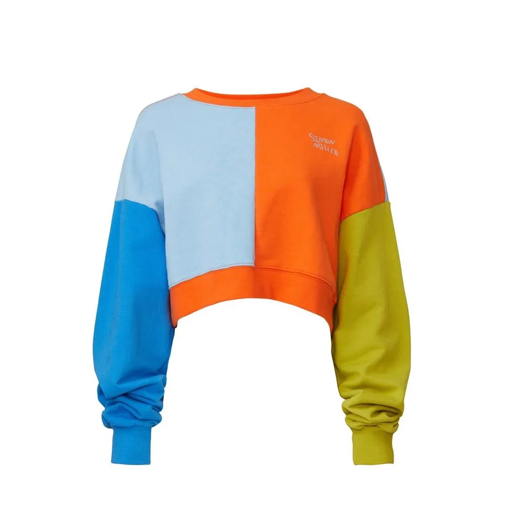 Simon Miller Blue Orange Cropped Colorblock Pullover Sweatshirt Size XS - Image 6