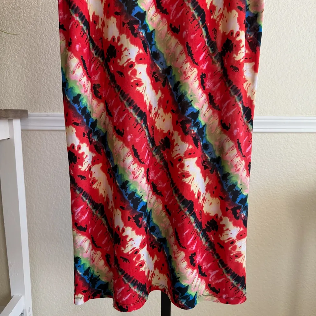 Zadie B Modest Dress Long Career Church Multicolor Boho Vacation Stretchy XL Red - Image 4