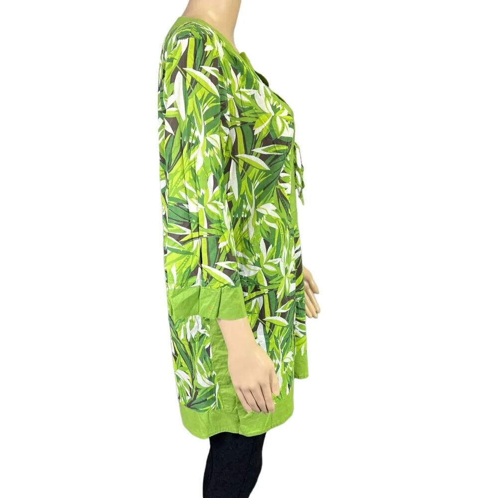 Banana Republic Womens Swimsuit Cover Up Jungle Tropical Print Green Small - Image 4
