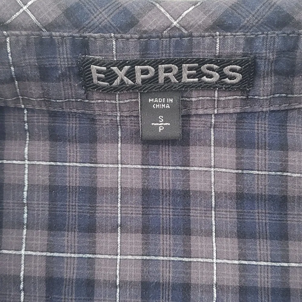 Express Plaid V-Neck Ruffle Button-Up Shirt - Size Small - Image 9