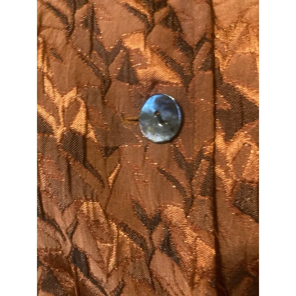 Womens Coldwater Creek Jacket Button Front Blouse Rust Orange Metallic Large VGC - Image 4