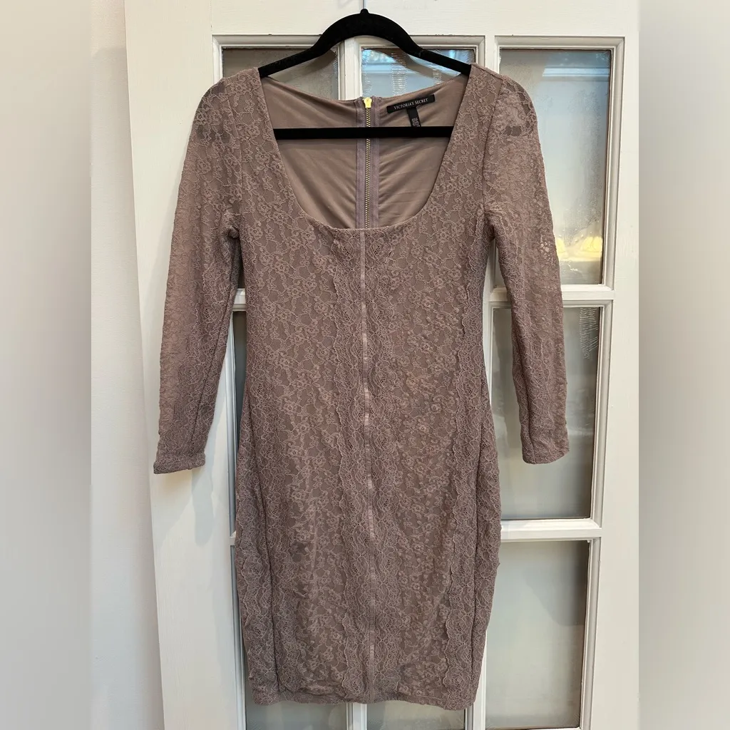 VS Victoria's Secret Bodycon Lace Dress Size XS Mauve Dusty Rose Romantic Party - Image 14