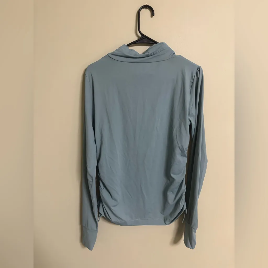 Title Nine Slate Blue Super Soft Funnel Neck Cinch Side Pull Over Top Medium - Image 2