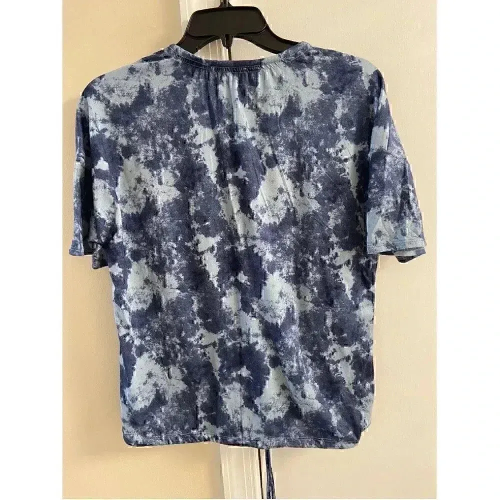 Lucky Brand Blue Tie Dye Draw Cord Top Small‎ - Image 2