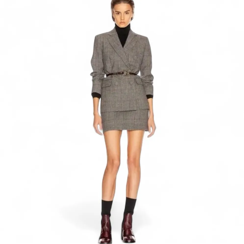 Helmut Lang Black Gray Red Plaid Mini Skirt 28 - Image 3