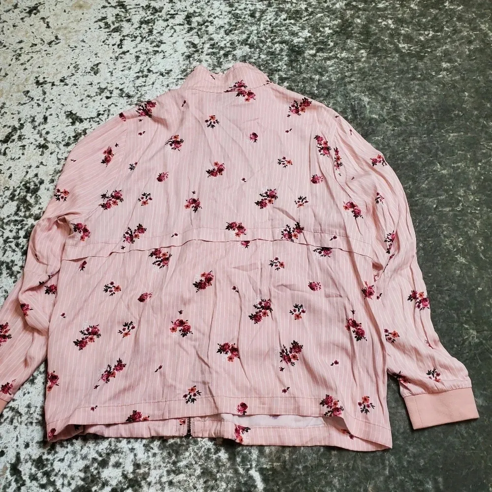 Torrid Pink Floral Stripe Twill Track Jacket - Image 10