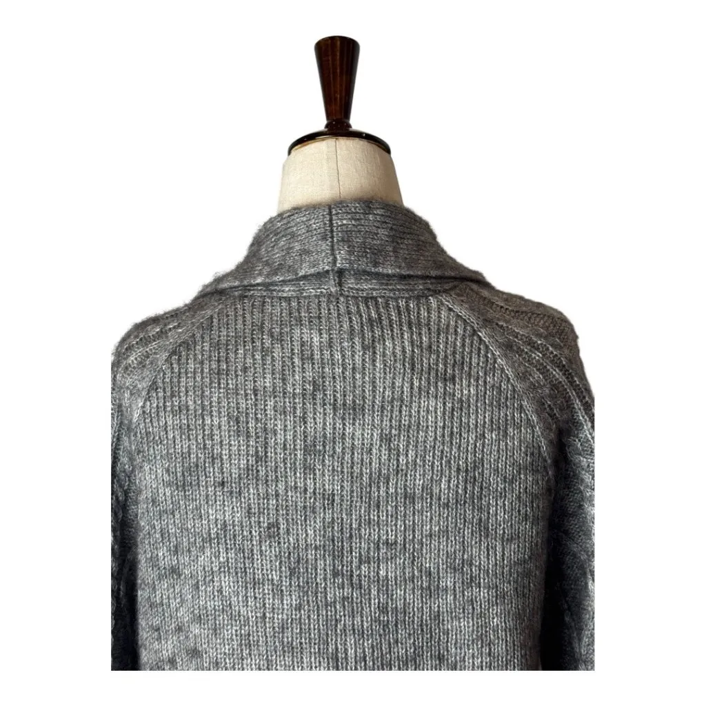 Chico's Sweater Women‎ Medium Gray Wool Blend Cable Knit Open Bolero Cardigan - Image 4