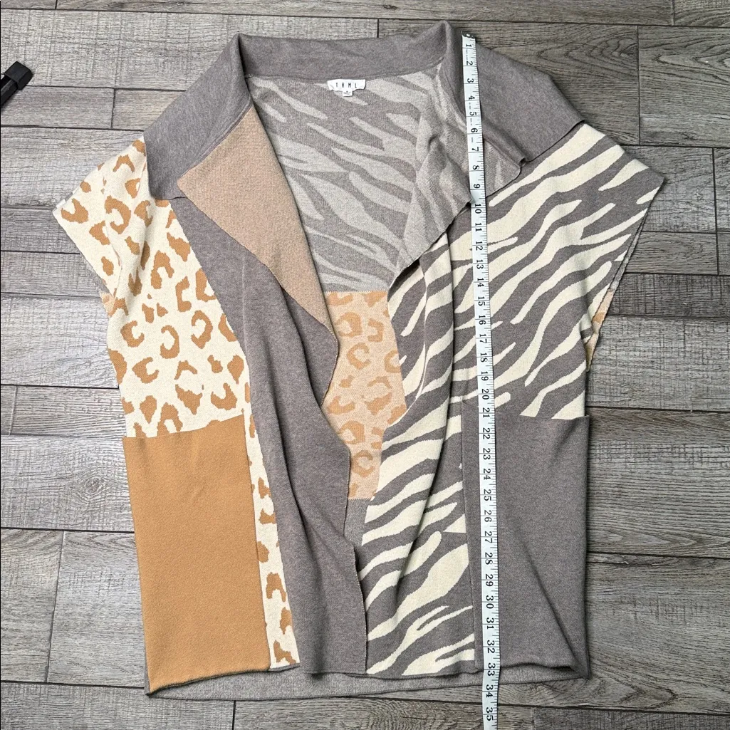 THML Open Front Cardigan Sweater Oversized Small Big long Pockets - Image 5
