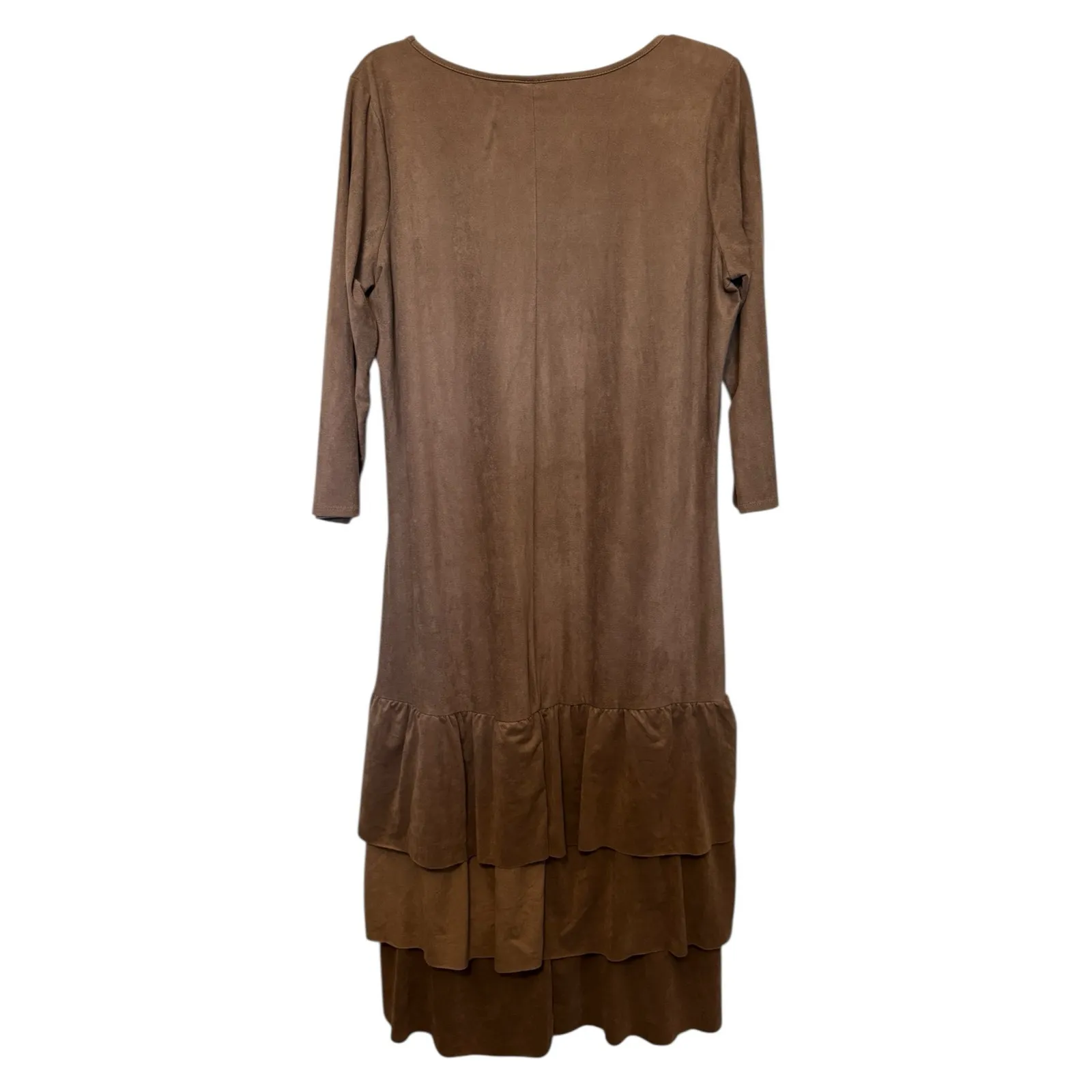 Wrangler Brown Western Faux Suede Tiered Midi Dress | Women’s Size Large - Image 4