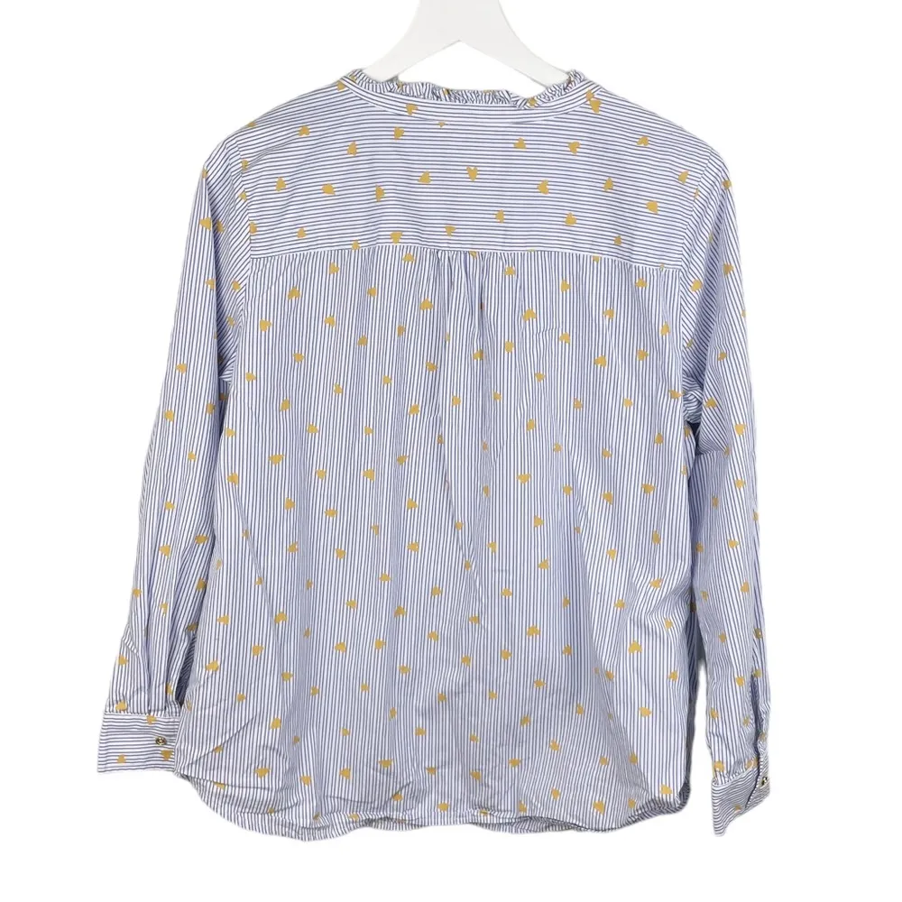 Talbots Plus Ruffle Collar Cotton Poplin Button Down Shirt Gold Heart Stripe 0X - Image 3