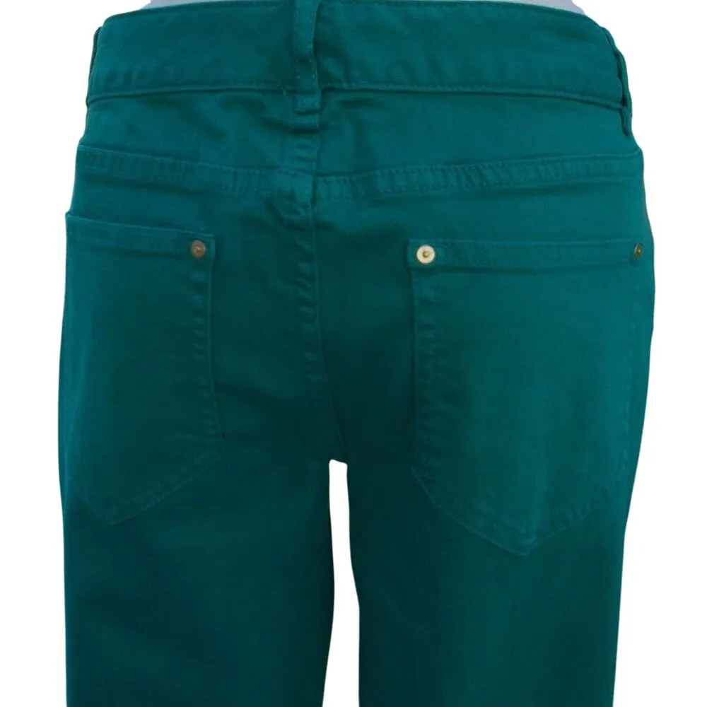 Cache Kelly Green Fleur De Lis Stud Embellished Slim Denim Jean Pant New $98 NWT - Image 5
